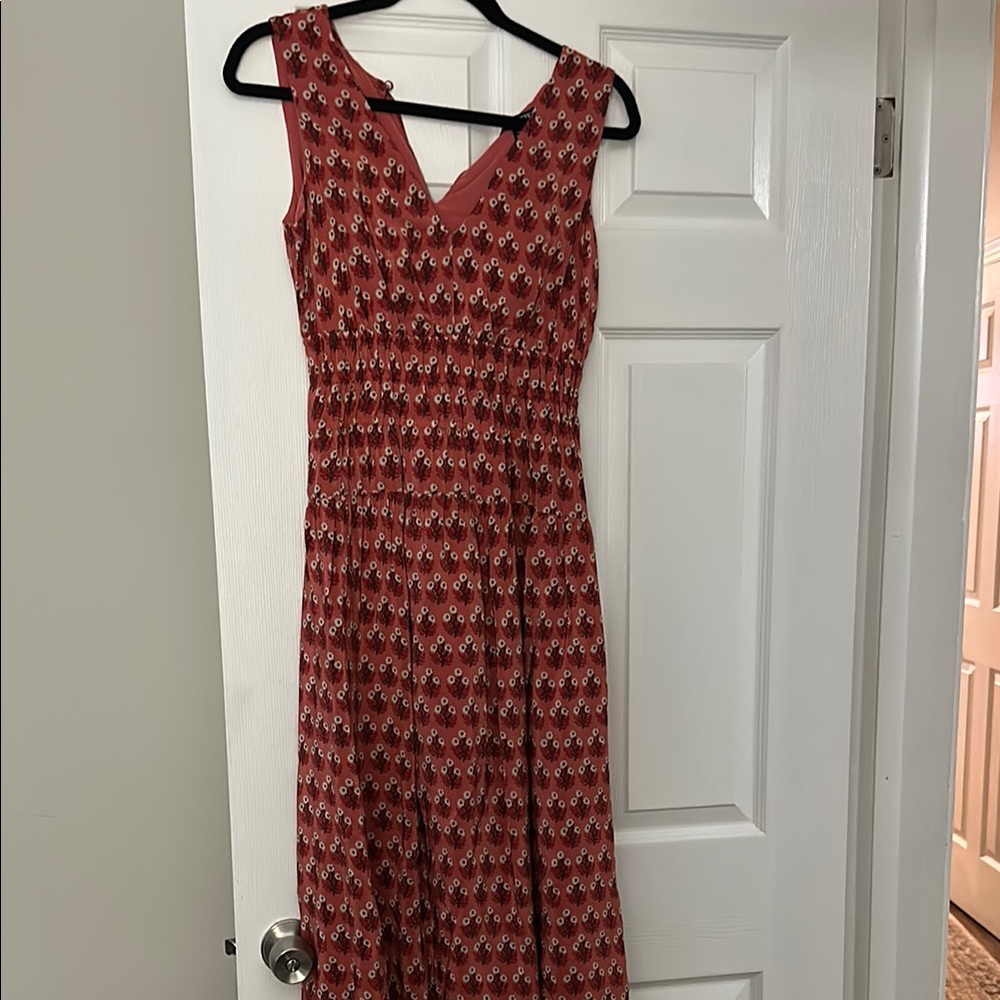 J. Crew Rust Floral Smocked-Waist Maxi Dress
